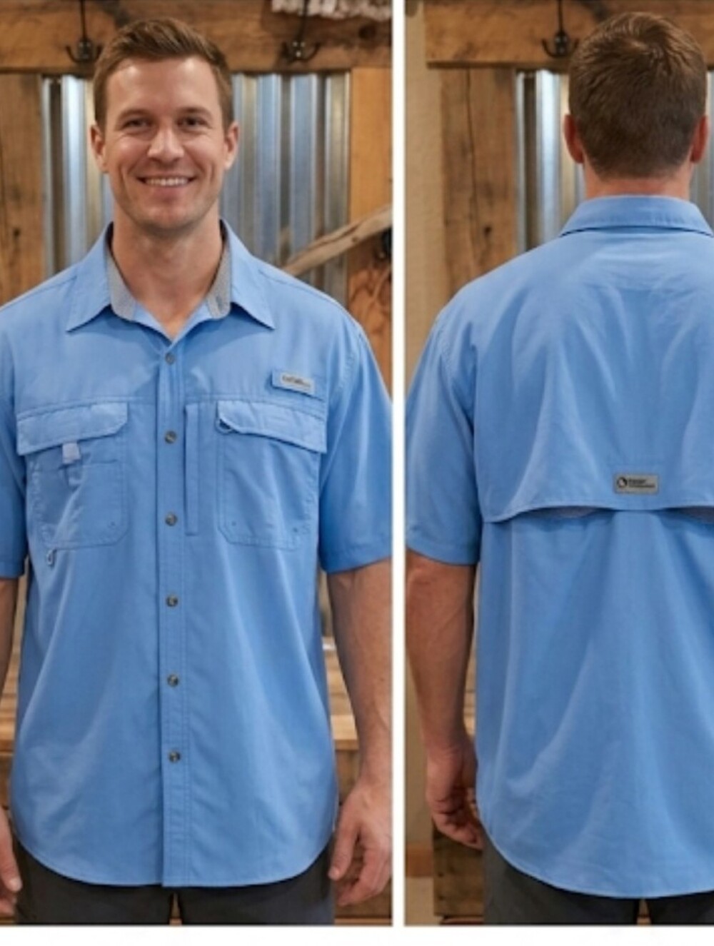 Gander Mtn blue fishing Shirt XL Short Sleeve PFG